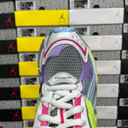 Balenciaga unisex sneaker toe and lace front, purple and light blue mesh with white laces