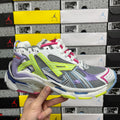 Balenciaga unisex sneakers, multicolor mesh upper with neon green accents and white laces