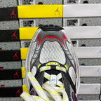 Balenciaga unisex chunky sneaker, front view with gray mesh and neon yellow laces