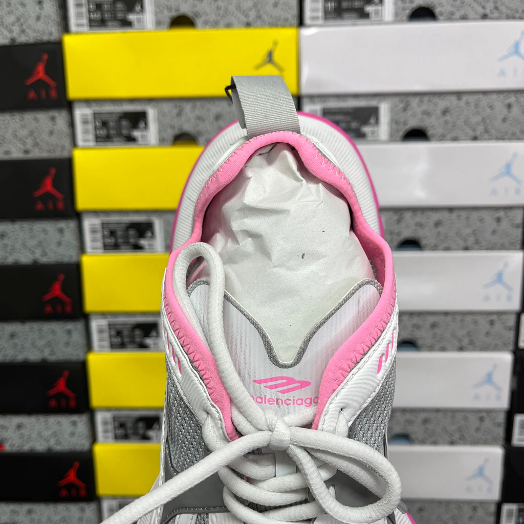 Balenciaga unisex running shoes, white interior collar with gray lining and pink trim