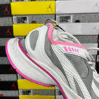 Balenciaga unisex running shoes, white/gray upper with pink heel accent and white laces