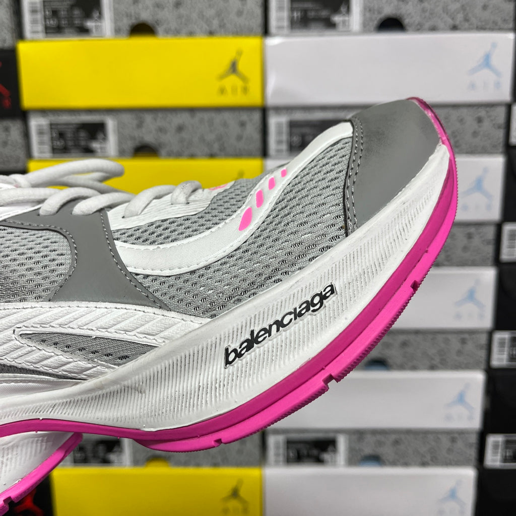 Balenciaga unisex running shoes, white and gray side panels with pink sole edge