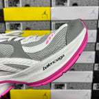 Balenciaga unisex running shoes, white and gray side panels with pink sole edge