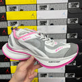 Balenciaga unisex running shoes, white/gray knit mesh with pink trim and laces