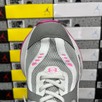 Balenciaga unisex running shoes, gray and white mesh upper with pink lace accent details