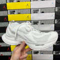 White mesh and leather-look Balenciaga sneaker, lace-up with side stripe detail