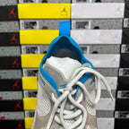 Balenciaga unisex sneakers with blue interior lining and white laces, heel view