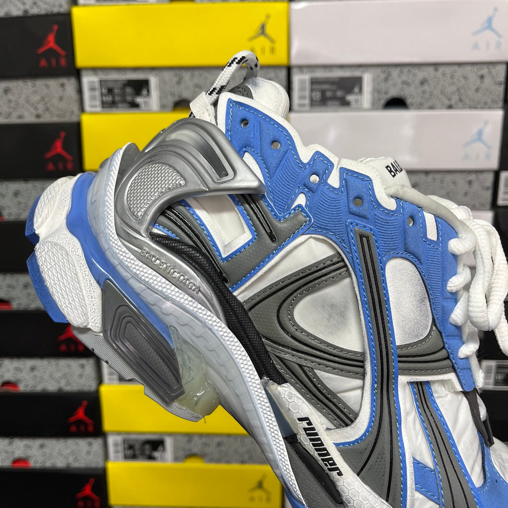 Balenciaga unisex sneakers in blue and white with thick silver-gray rubber sole