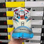 Balenciaga runner sneaker outsole with red and blue tread pattern