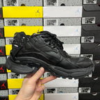 Balenciaga unisex black runner shoe full side view with lace-up design
