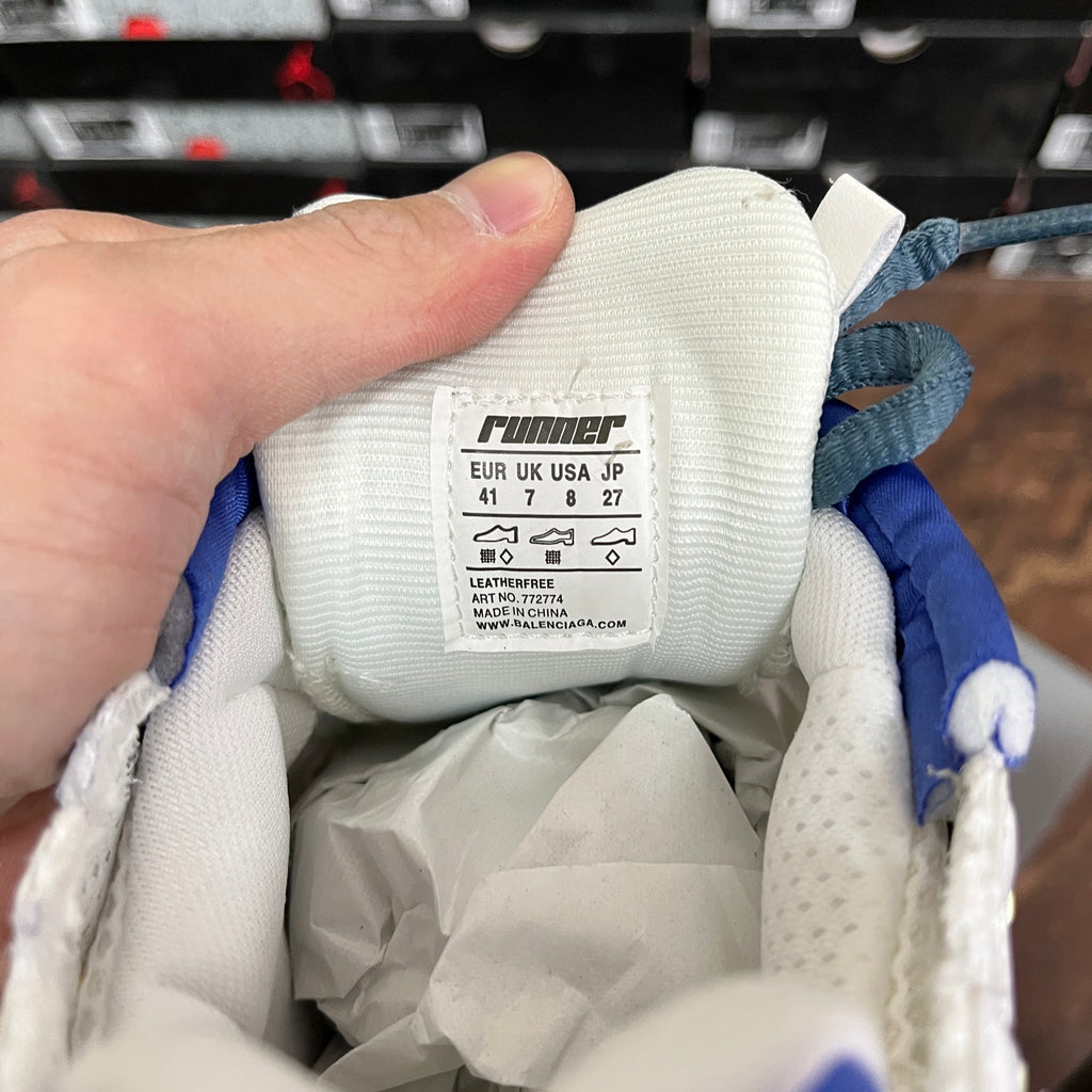 Balenciaga unisex running shoe insole label, white interior with size and care tag