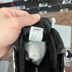 Runner sneaker interior tongue label, black fabric with size details
