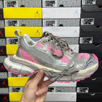 Balenciaga unisex running shoes in gray with pink accents and lace-up front