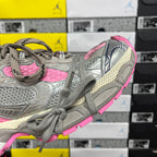 Balenciaga unisex running shoes side view, gray mesh with pink lining and thick sole