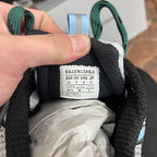 Unisex Balenciaga sneaker size label on black lining with white interior