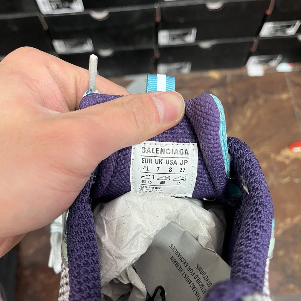 Balenciaga unisex sneaker size label inside, showing “41” and UK/US/JP sizing