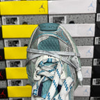 Balenciaga unisex sneaker close-up of laces and padded collar in teal and dark navy