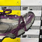 Balenciaga unisex sneakers, purple lace trim with silver side panel and heel