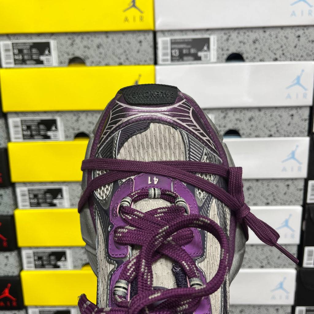 Balenciaga unisex sneaker tongue, purple and gray fabric with lace eyelets