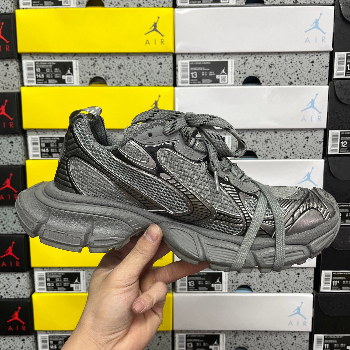 Unisex lace-up sneakers, dark gray, side view with lace-up front and strap details