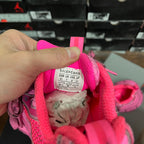 Pink sneaker interior size label reading Balenciaga and EU 41