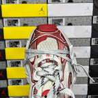 Balenciaga unisex sneaker close-up of lace area and red patterned heel cap