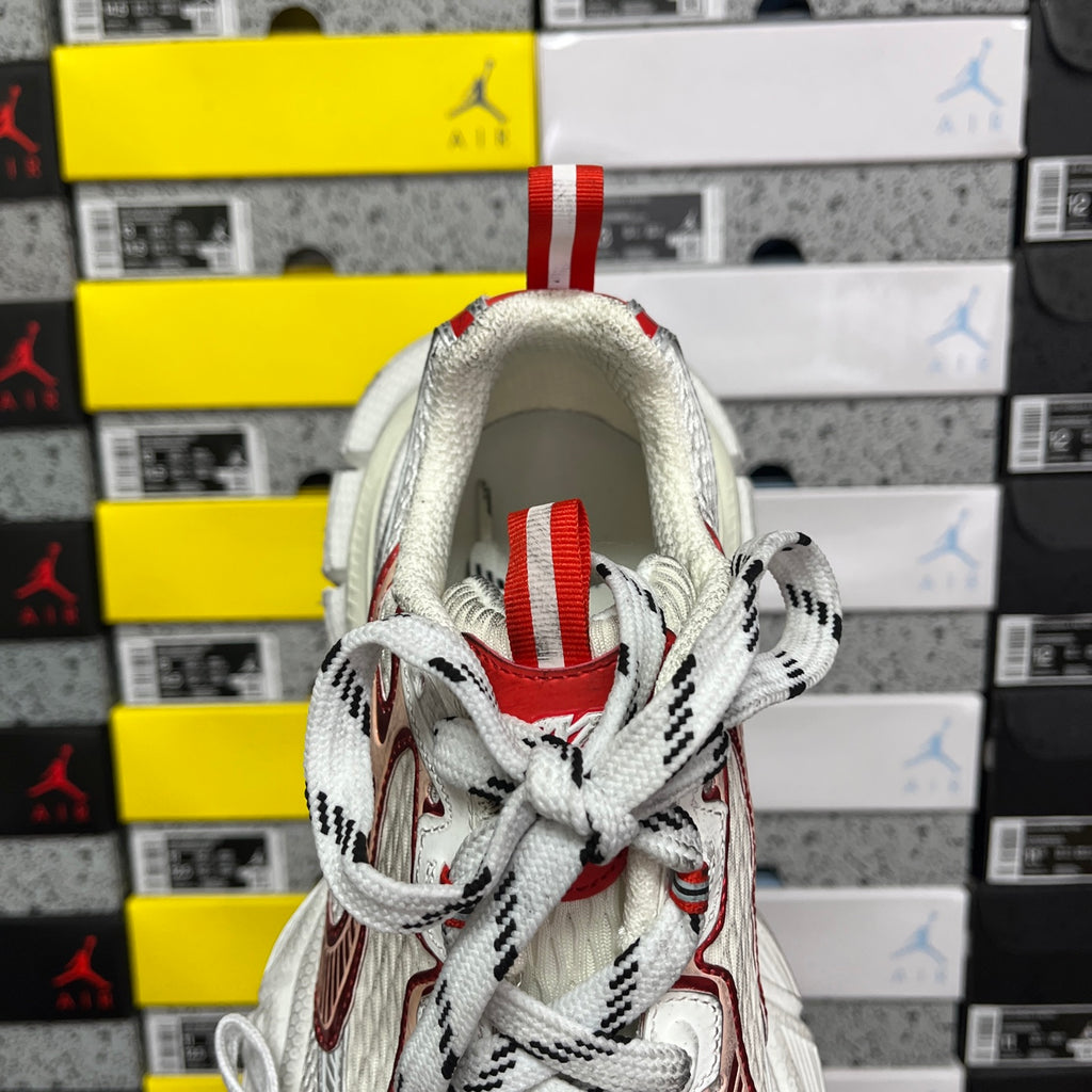 Balenciaga unisex sneaker back view with red heel tab and white lace-up