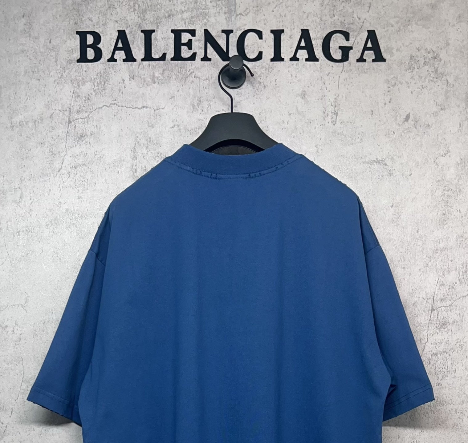 Balenciaga blue oversized T-shirt back with crew neck and relaxed shoulder fit