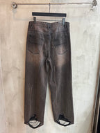 Balenciaga dark gray denim pants with two front pockets, belt loops, and button fly