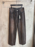 Balenciaga dark gray denim pants with belt loops, button fly, and side pockets