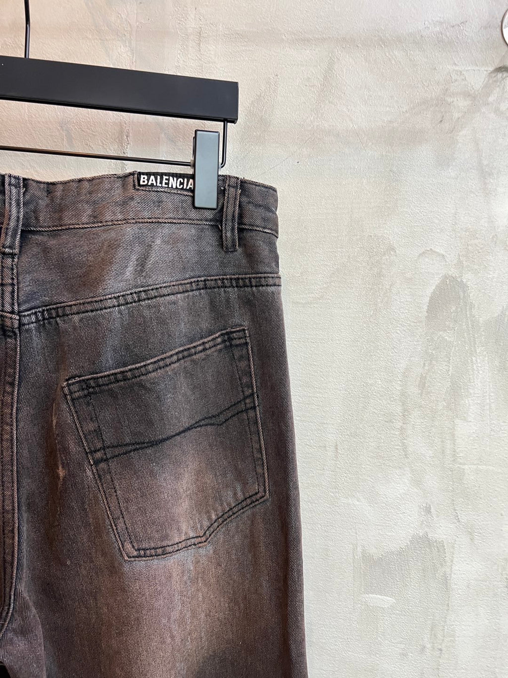 Balenciaga denim pants with stitched back pocket and belt loops