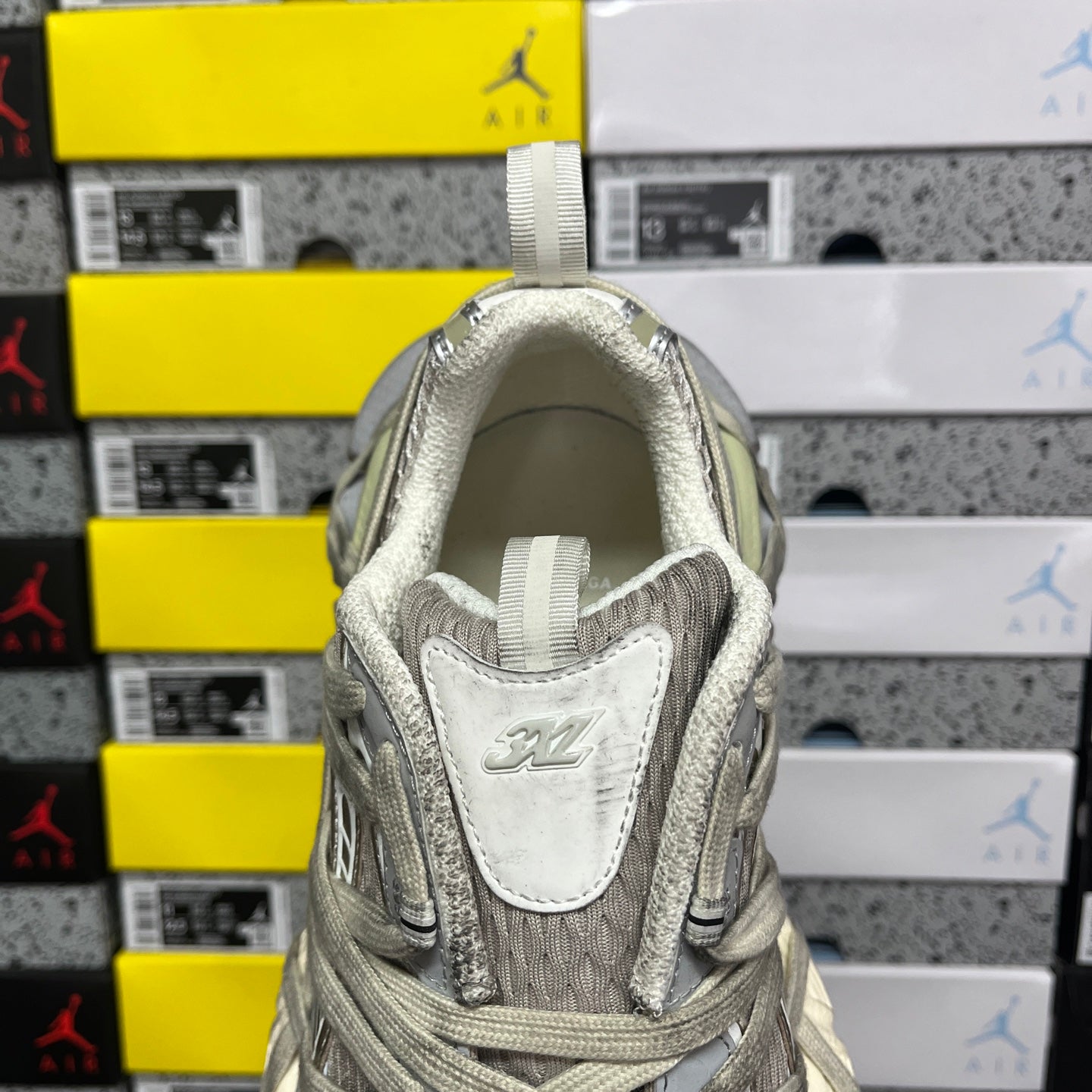 Balenciaga unisex running shoe heel and collar with padded tongue and logo patch