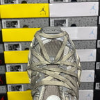 Balenciaga unisex running shoes in light olive and gray, front close-up