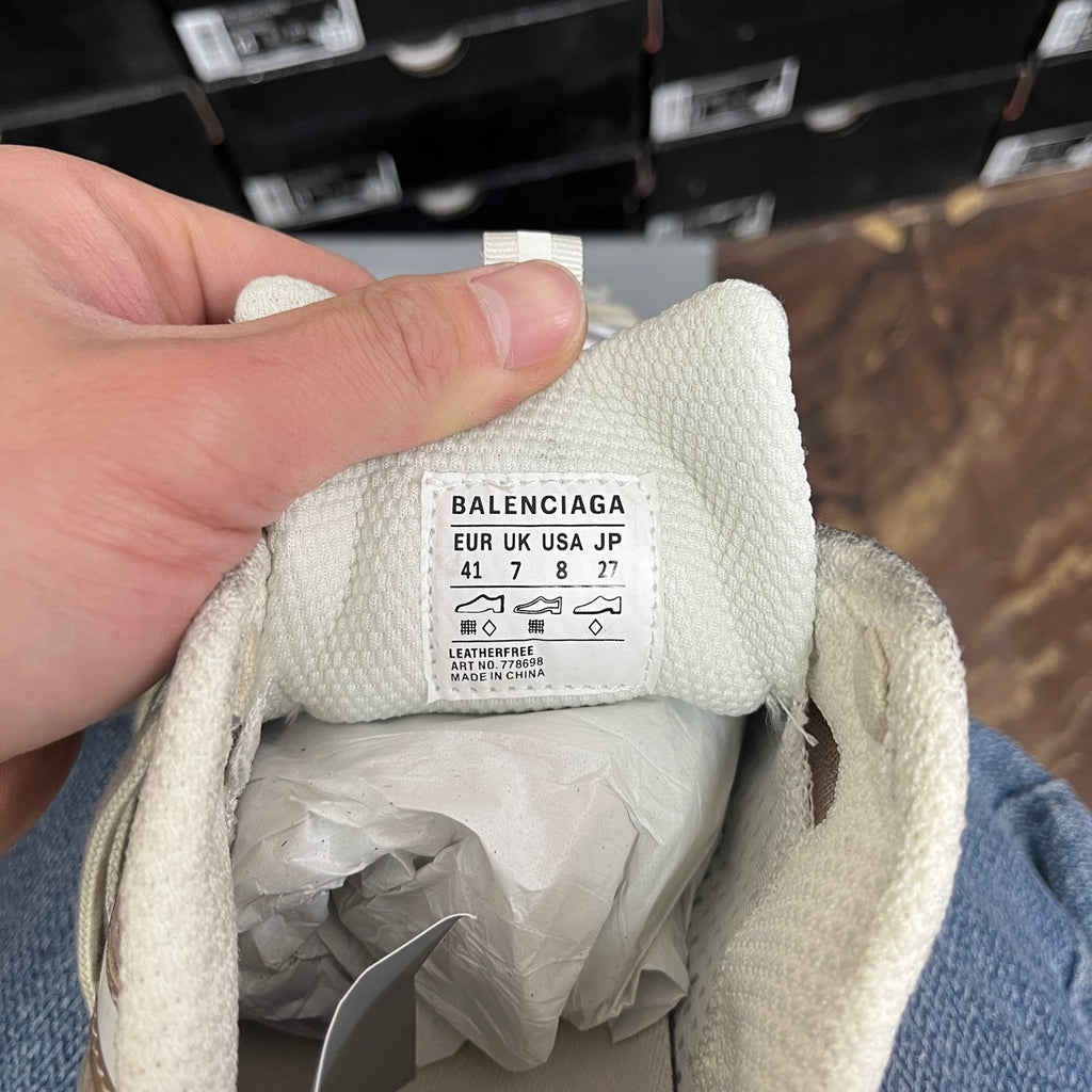 Balenciaga shoe size label inside heel collar, fabric tag with text
