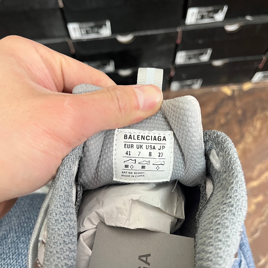 Balenciaga size label inside gray sneaker lining, EU UK JP 41