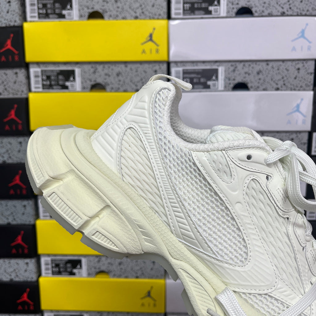 Balenciaga unisex sneakers quarter view, white mesh-textured upper and lace