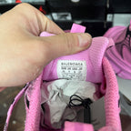 Pink Balenciaga unisex sneaker interior tag with size label and lace tips