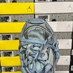 Light blue lace-up sneaker upper with mesh panels and padded tongue