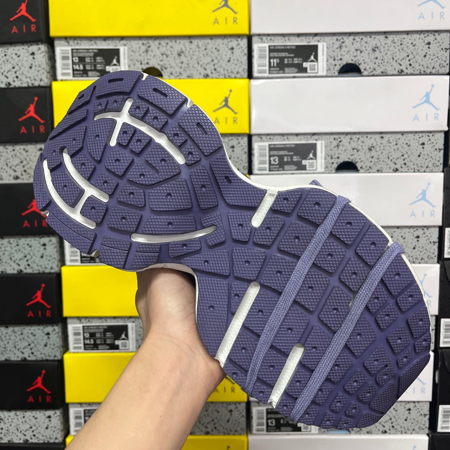 Balenciaga unisex sneaker outsole, purple tread with white midsole edge