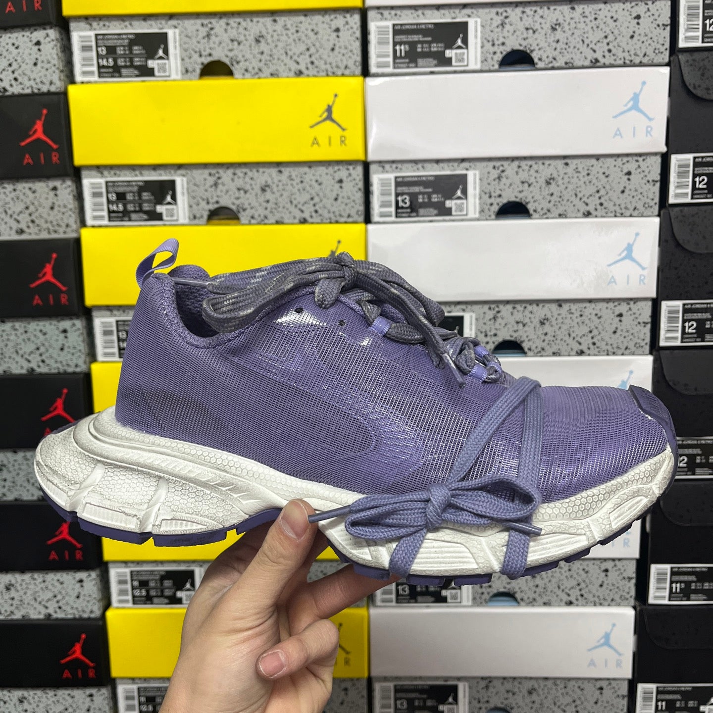 Balenciaga unisex sneakers in purple knit with lace-up front and white midsole