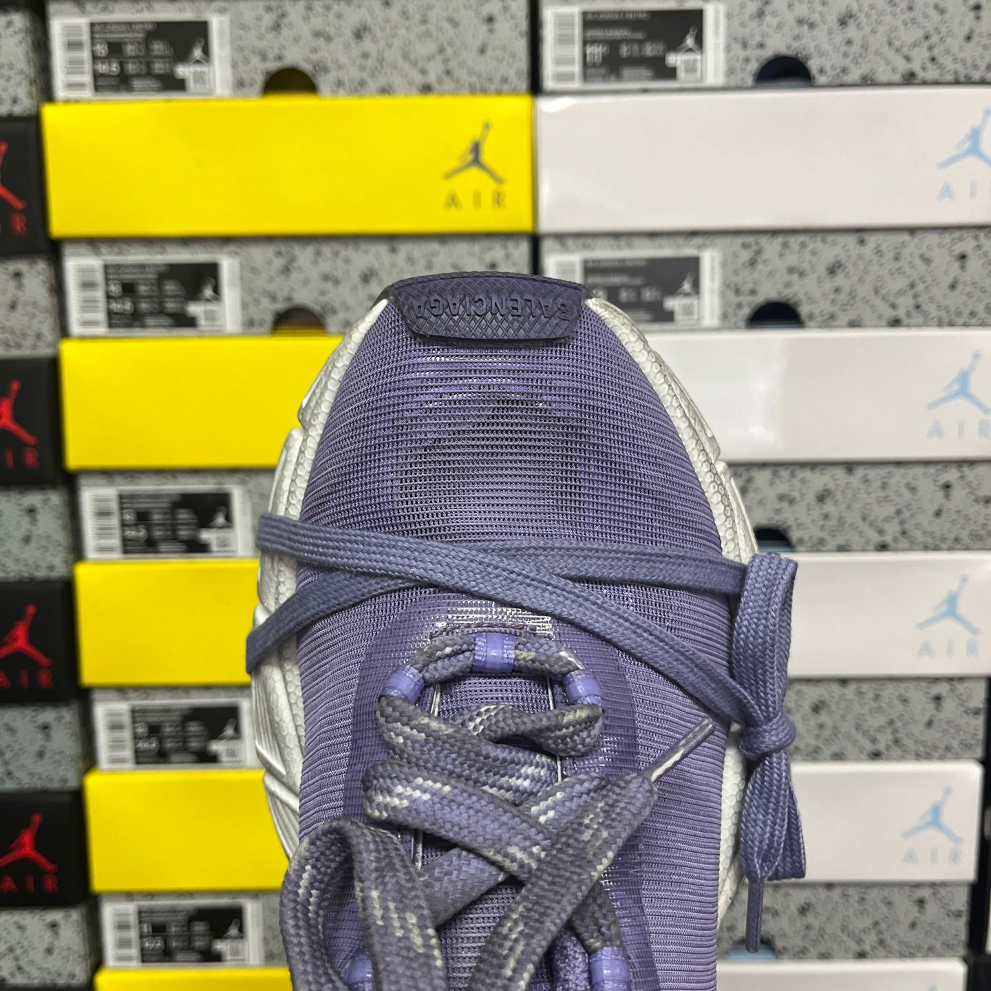 Balenciaga unisex sneaker heel and collar in purple knit with lace-up front