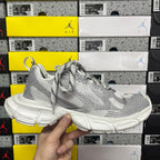 Balenciaga unisex running shoes, gray knit upper, white laces, thick sole