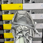 Balenciaga unisex silver sneaker upper and laces, top-down close-up