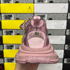 Balenciaga unisex sneaker heel view in pink with embossed '41' on the back.