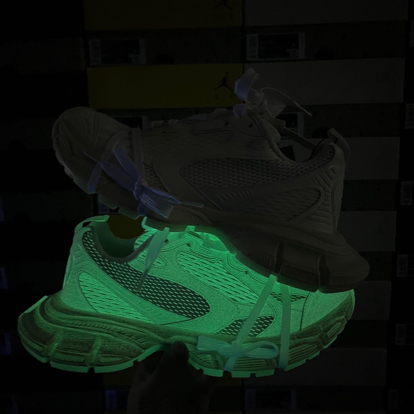 Balenciaga unisex sneakers set with green and white lace-up uppers and midsoles