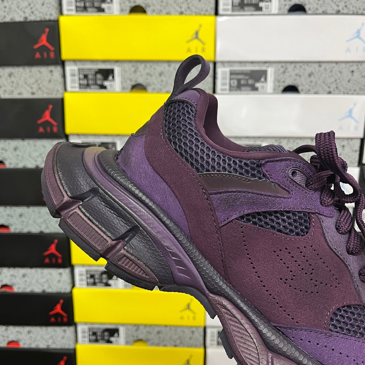 Balenciaga unisex purple lace-up sneakers with padded collar and lace eyelets