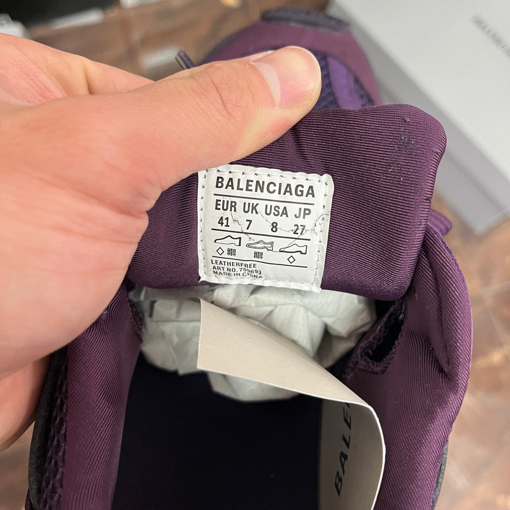 Balenciaga unisex purple shoe size label with EUR UK and JP markings