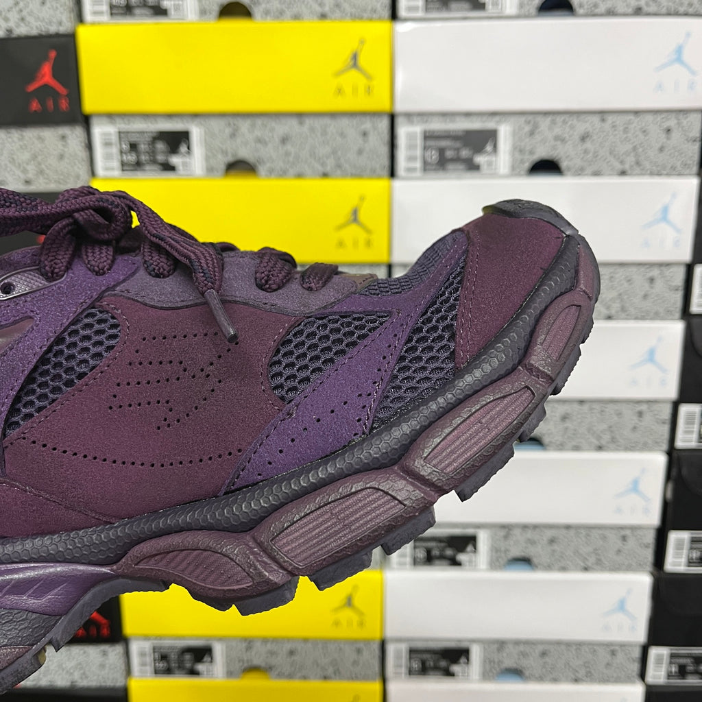 Balenciaga unisex purple lace-up sneaker side with perforations and chunky rubber sole