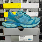 Balenciaga unisex sneakers, teal blue lace-up with thick rubber sole and mesh upper