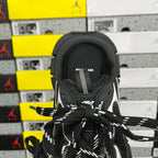 Balenciaga unisex sneakers, close-up of tongue and lace area in black and white